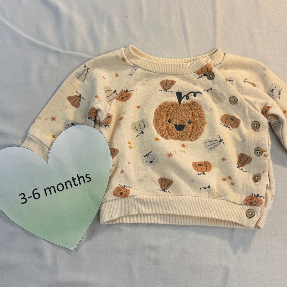 Rabbit + Bear - Organic Cotton Pumpkin Print Baby Sweater